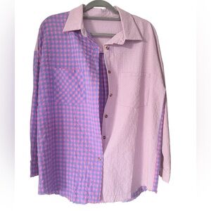 NWOT Layering Pink and Purple Checkered Shirt
